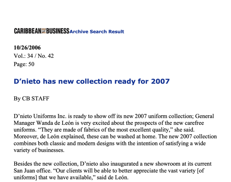 D’nieto has new collection ready for 2007